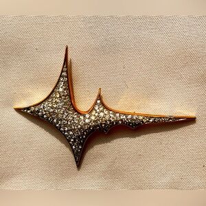 Vintage Jomaz Pavé Rhinestone lightning bolt Supernova Starburst Brooch Pin